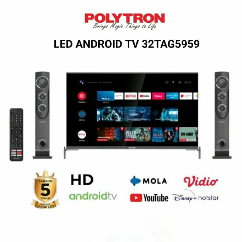 POLYTRON 32TAG5959 / 32TAG9855 TV LED DIGITAL 32INCH USB MOVIE ANDROID TOWER SPEAKER 100%ORI