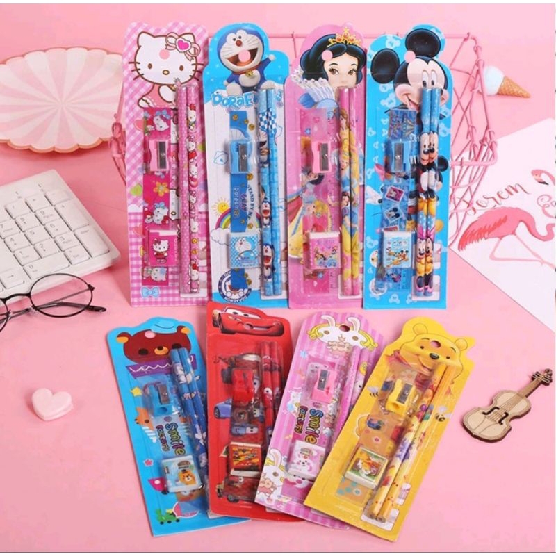 

[SUVEN] SET ALAT TULIS ANAK 5in1 SET PENSIL KARAKTER LUCU