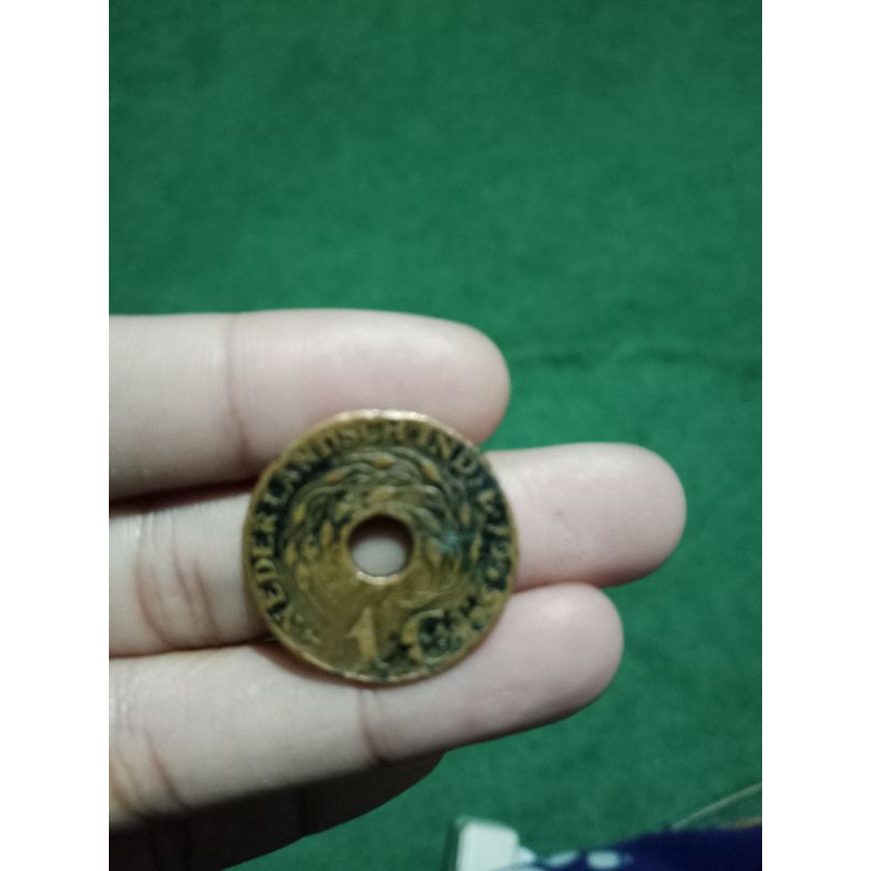 Uang koin kuno nederlandsch indie 1945 1c asli
