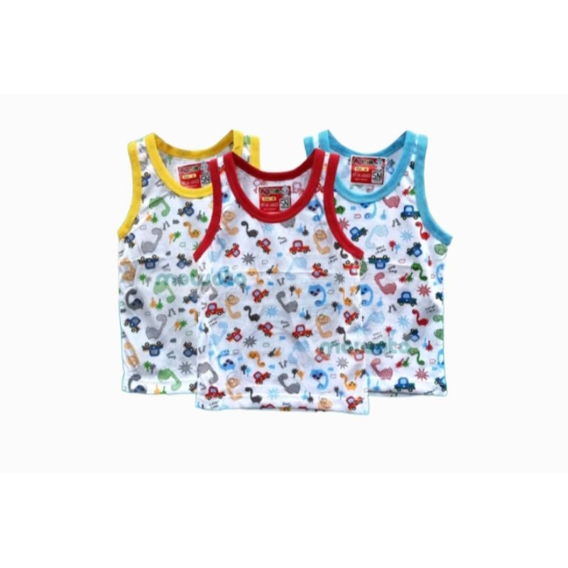 (Isi 3 Pcs) Singlet Agree Putih Corak - Singlet Agree Kids SNI / Singlet Bayi Tebal & Lembut / Singl