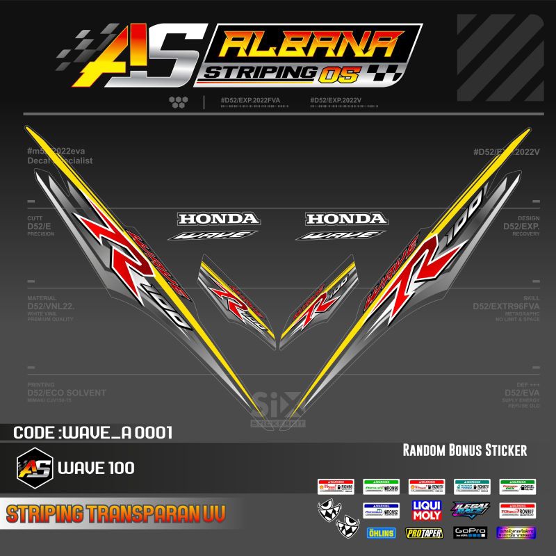 STICKER SUPRA FIT NEW TRANSPARAN/STRIPING WAVE 110 R TRANSPARAN