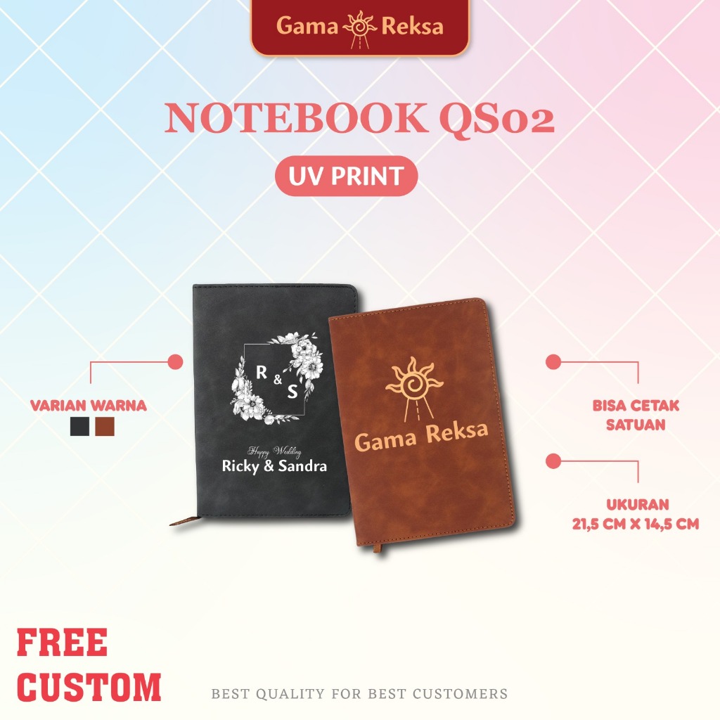 

( SEHARI JADI ) Custom Notebook Kulit Premium A5 Buku Catatan Souvenir QS02/Agenda UV