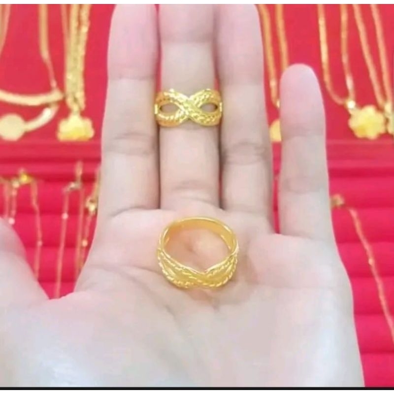 Cincin Motif lapis emas 24k awet pakai harian