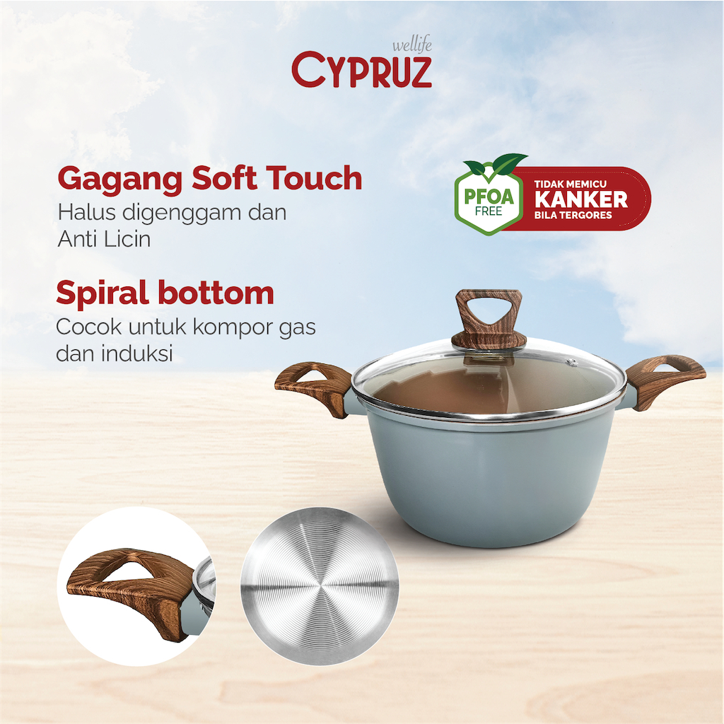 CYPRUZ PI-1016 High Casserole 24 CM | Panci Tinggi Stock Pot Anti Lengket 24cm