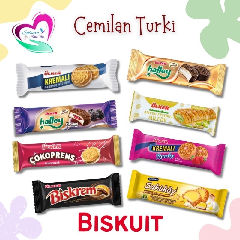 Cemilan Turki | ALBENI TURKI | Ulker kremali | Aneka Snack Biskuit Turki Halley Saklıkoy Kremalı Cokoprens