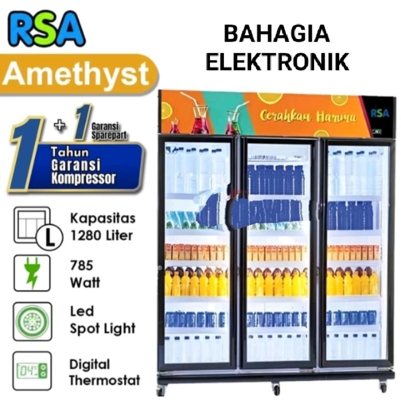 RSA AMETHYST SHOWCASE 3 PINTU 15 RAK | Garansi Resmi