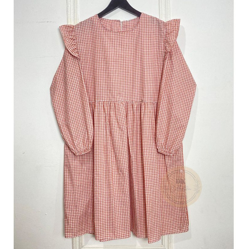 Lala Tunik by dk_collection - Atasan Wanita Korean Style Lengan Panjang Motif Kotak Kecil - Model Te