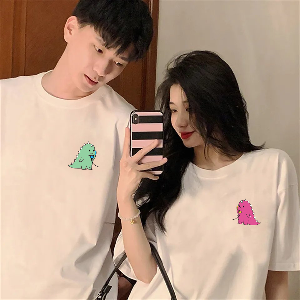 COD-COUPLE PASANGAN LENGAN PENDEK-DINO-KAOS COUPLE PASANGAN MOTIF SABLON-BAJU PASANGAN CWOK CWEK-BAJ