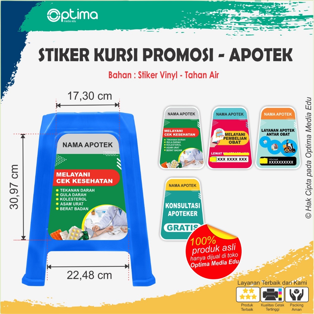 

Stiker Kursi Promosi - Apotek , bidan , mantri , dokter dll