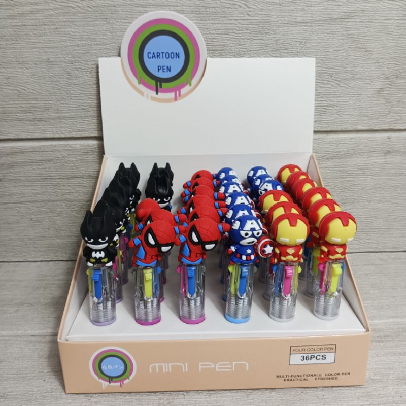 

Bolpen Pulpen 4 Warna Pendek Karakter Super Hero