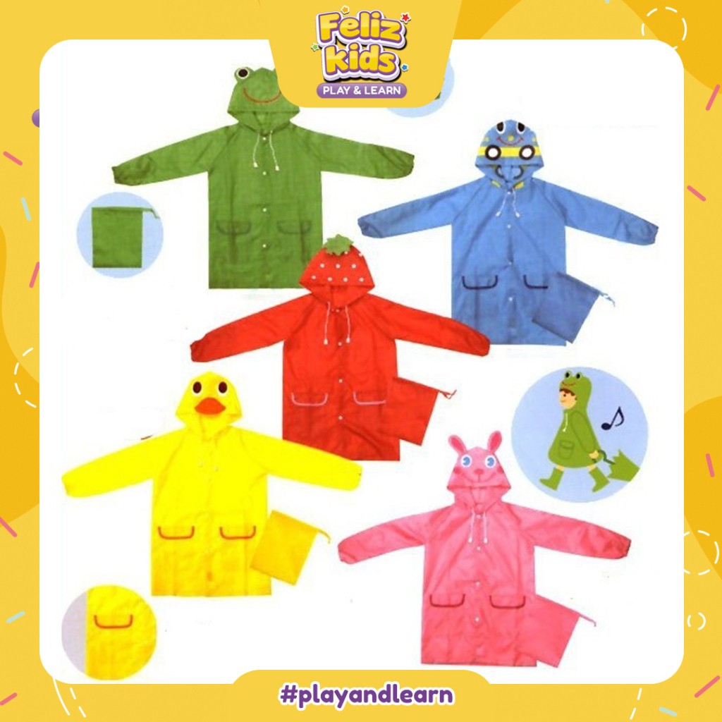 [FELIZKIDS] [BA41] Jas hujan anak jas hujan ponco anak jas hujan lucu anak USIA UMUR 3 4 5 6 7 8 9 T