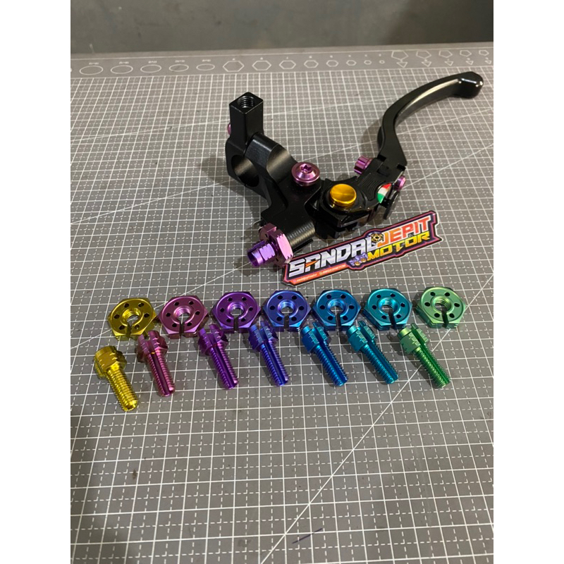 BAUT TITANIUM SETELAN STELAN HANDLE HANDLE KOPLING UNIVERSAL MOTOR BAUT TITANIUM SETELAN KOPLING BAU