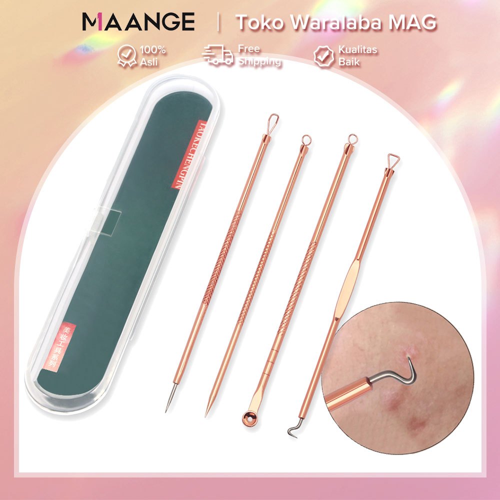 MAANGE Komedo Wajah Pembersih Alat Facial Pencabut 4Pcs Alat Pinset (Dengan kotak) 3003