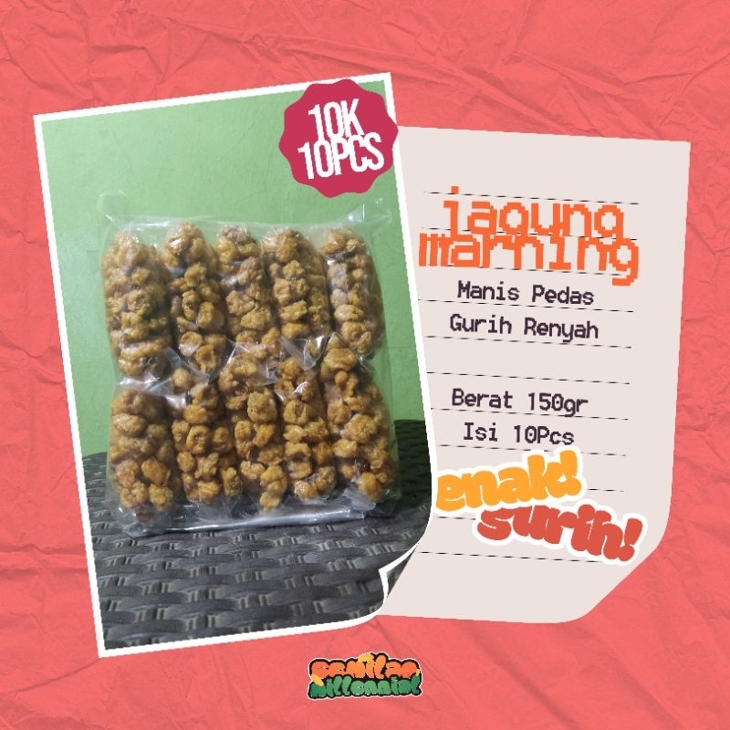 

JAGUNG MARNING MANIS PEDAS GURIH RENYAH CAP PELANGI 150GR ISI 10 PCS