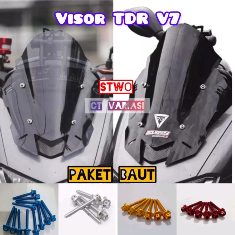 Windshield visor winsil model TDR V7 Nmax Old 2015 Nmax New 2020 Model Sirip TDR paket baut