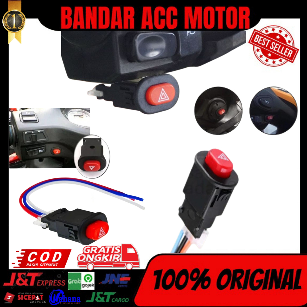 PROMO Saklar Lampu Hazard Motor Tambahan - Lampu Depan Utama Sein Hazard Switch On Off Multifungsi T