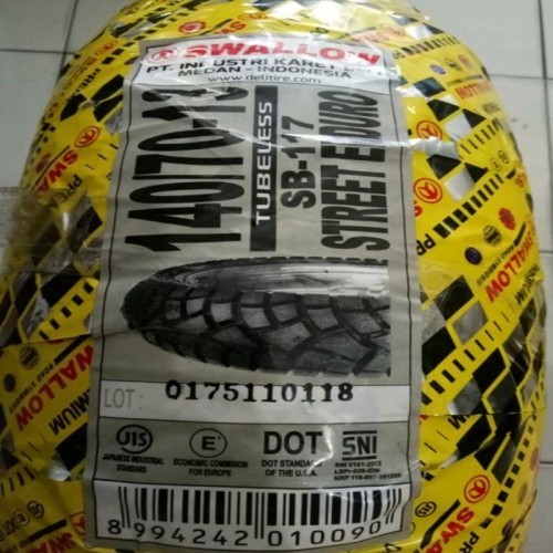 Paketan Ban SWALLOW 120/70-13 & 140/70-13 SB-117 TUBELESS BAN DPN BLKNG NMAX