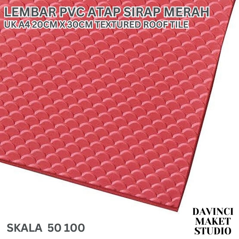 RST Miniatur Atap Sirap Merah Plastik PVC Tekstur Sisik Bahan Maket Diorama - Roof Sheet Pvc Skala