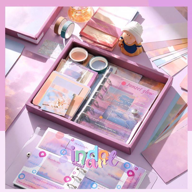 

(IAS) Journal Kit Set Gift Box isi 155pc / Notebook Lucu Scrapbook Vintage