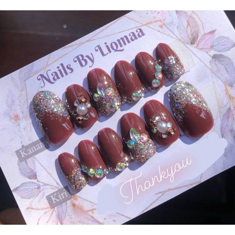 KUKU PALSU MAROON KECOKLATAN/ NAIL ART / KUKU PALSU / KUKU PALSU MURAH