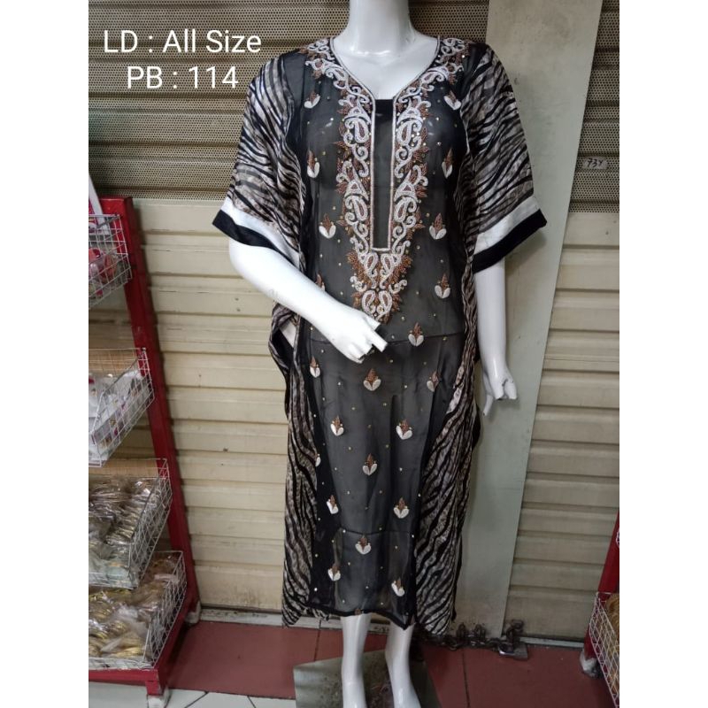 #TjM264 Kaftan India Caftan Premium Original Full Batu Bordir Silk Bollywood Party Pesta