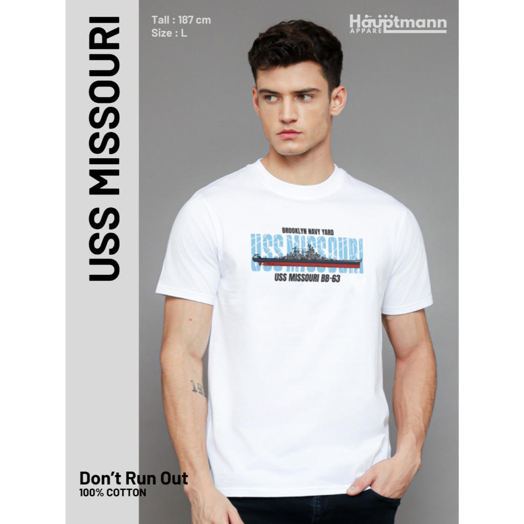 Hauptmann T-Shirt/Kaos Kapal Tempur Battleship USS Missouri Amerika