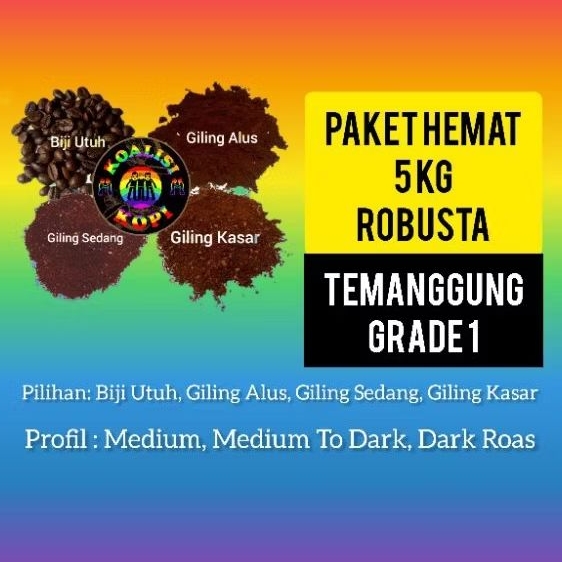 

Kopi Robusta Temanggung Paket Hemat 5 Kg Termurah Grade1 Kopi Biji/Kopi Bubuk/Kopi Sangrai/Kopi Giling.