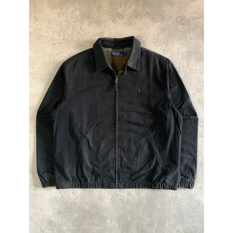 Polo by Ralph Lauren Black Faded Harrington Work Jacket