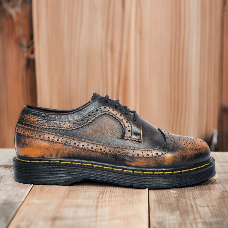 Sepatu Formal Pria Pantofel Kulit Sapi Asli Tali Spatu Pantopel Oxford Hitam Cokelat Putih Kantor Ke