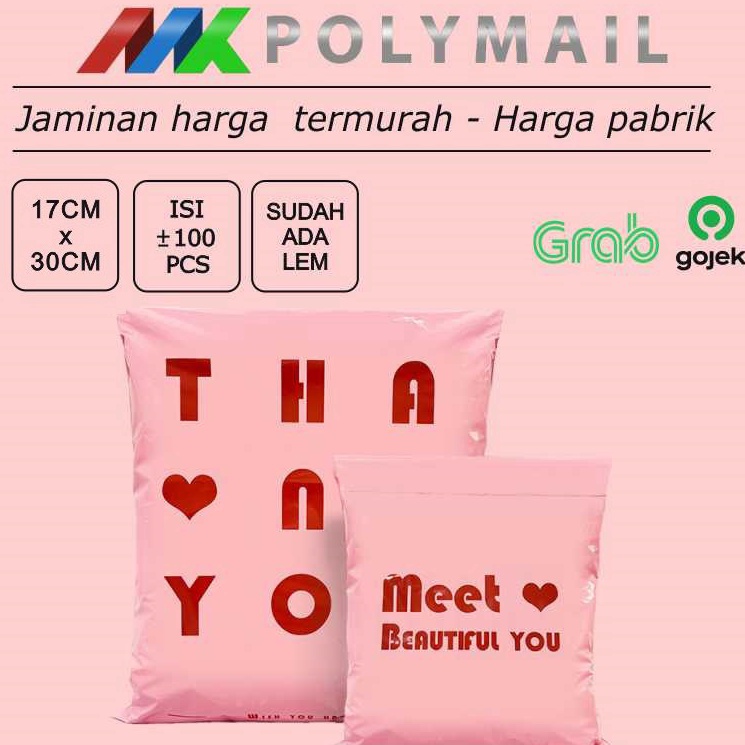 

Paket Irit POLYMAILER 1PCS 17x3CM PINK DENGAN PRINTING PREMIUM GLOSSY PLASTIK POLYMAILER PINK