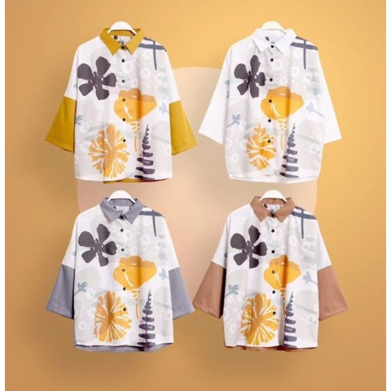 kemeja oversize printing shirt dress toyobo