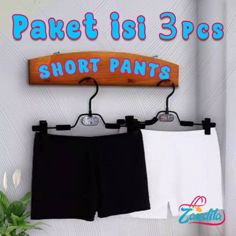 ISI 3 PCS Celana Pendek Dalaman Legging Hot Pants Celana Pendek Lejing Pendek Tebal Celana Pendek Ce