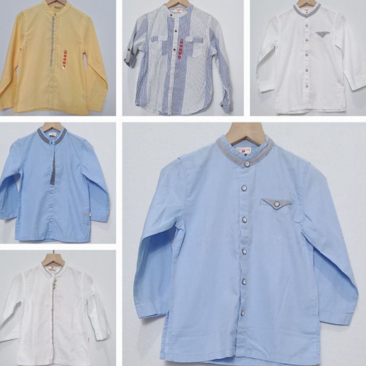 Diskon Baru  Kemeja Cool Kids Kerah Koko Lengan Panjang Anak Laki Laki