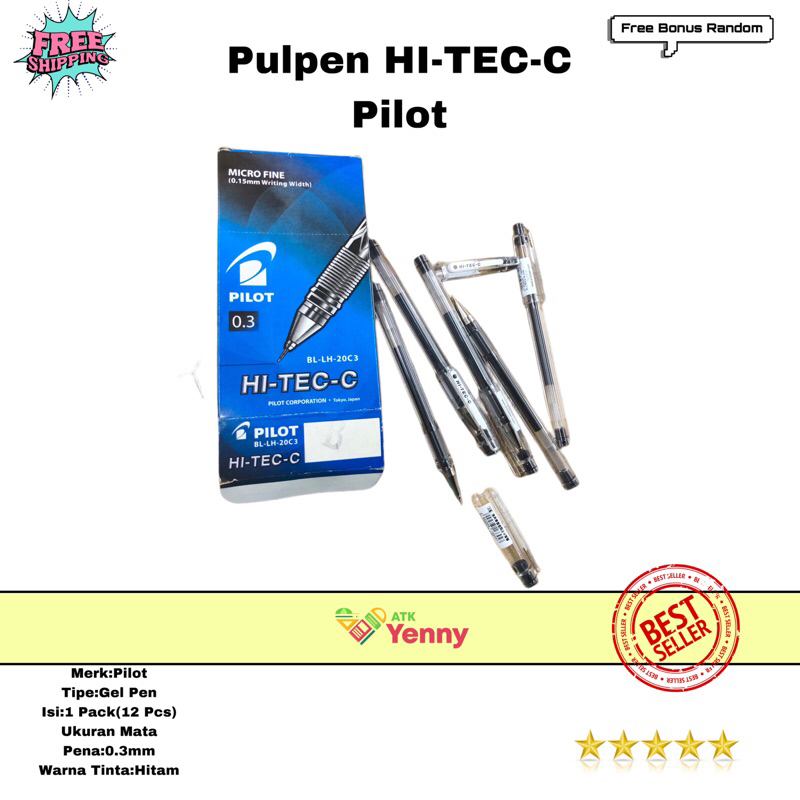 Pulpen Gel HI-TEC-C Pilot / Gel Pen HI-TEC-C Pilot 0.3mm