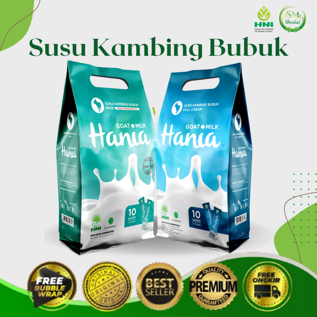 

HNI HPAI | Hania Susu Kambing Full Cream | Susu Kambing Hania Skim HNI HPAI