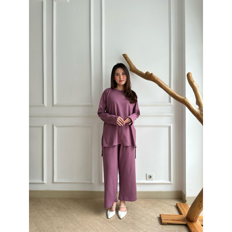 One Set Knitt Aurell / Setelan knit waffle Uniqlo - MirLia