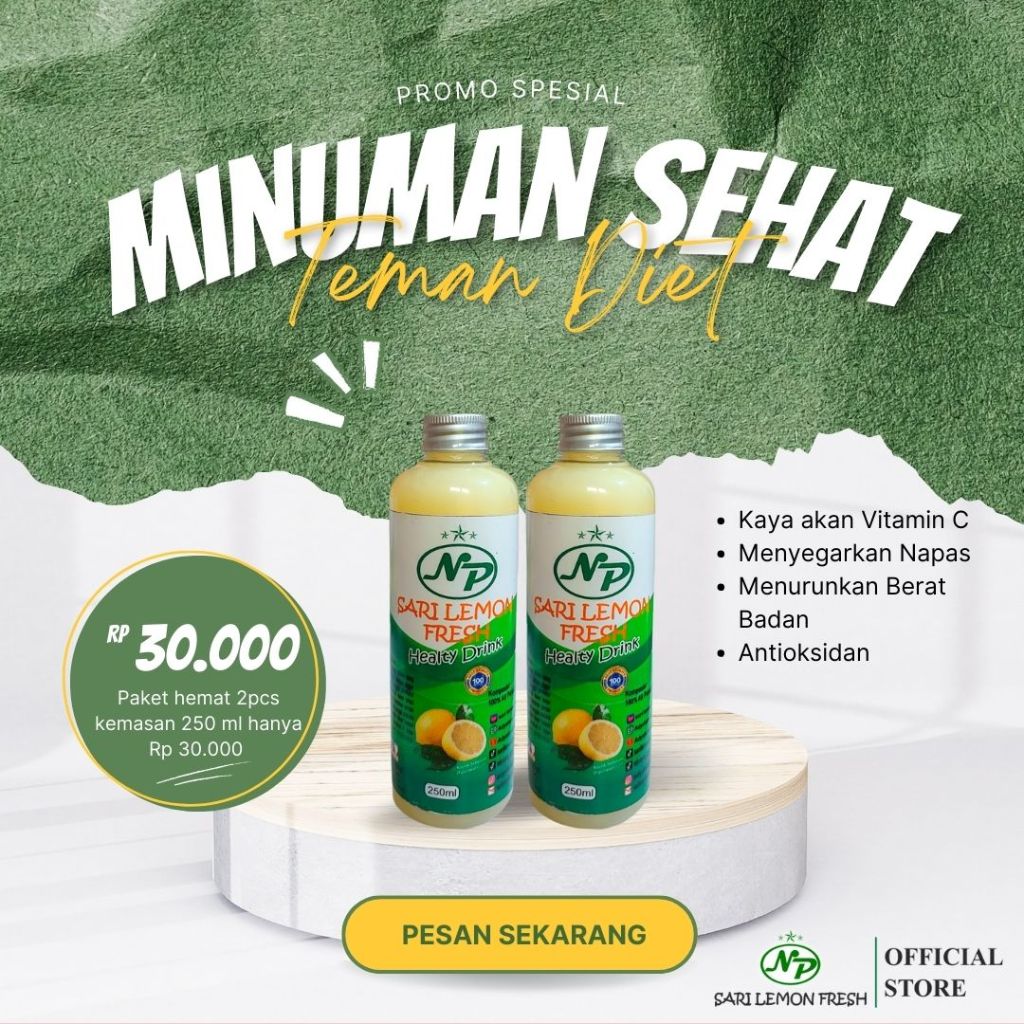 

SARI LEMON MURNI TANPA AMPAS LEBIH JERNIH SARI LEMON FRESH NP DAPAT 2BOTOL 250 ML