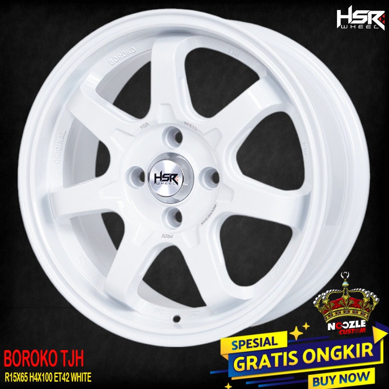 Velg Mobil Brio Mobilio R15 Type HSR Boroko TJH Pelek Racing HSR Warna Putih Single PCD