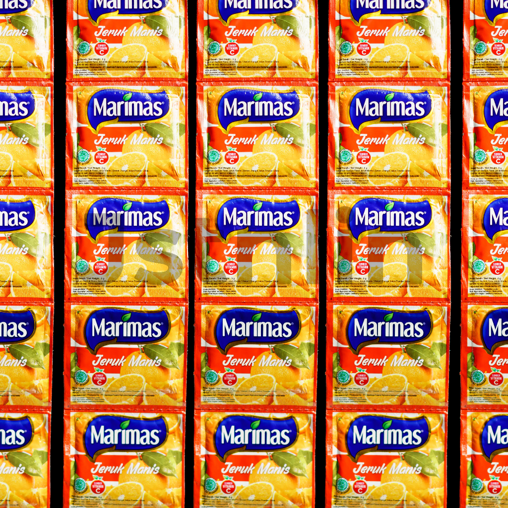 Marimas Rasa Jeruk, Jeruk Manis & Framboze Vitamin C - 8gr (1 Renceng isi 10 Sachet)