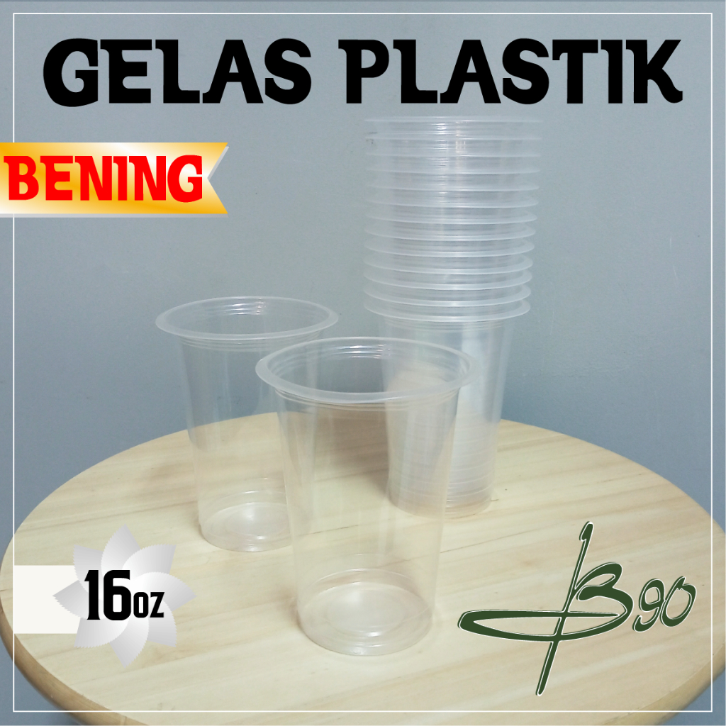 Gelas Plastik 16 Oz Datar / Gelas Kopi 16 Oz / Cup 16 Oz - Gelas 16 oz
