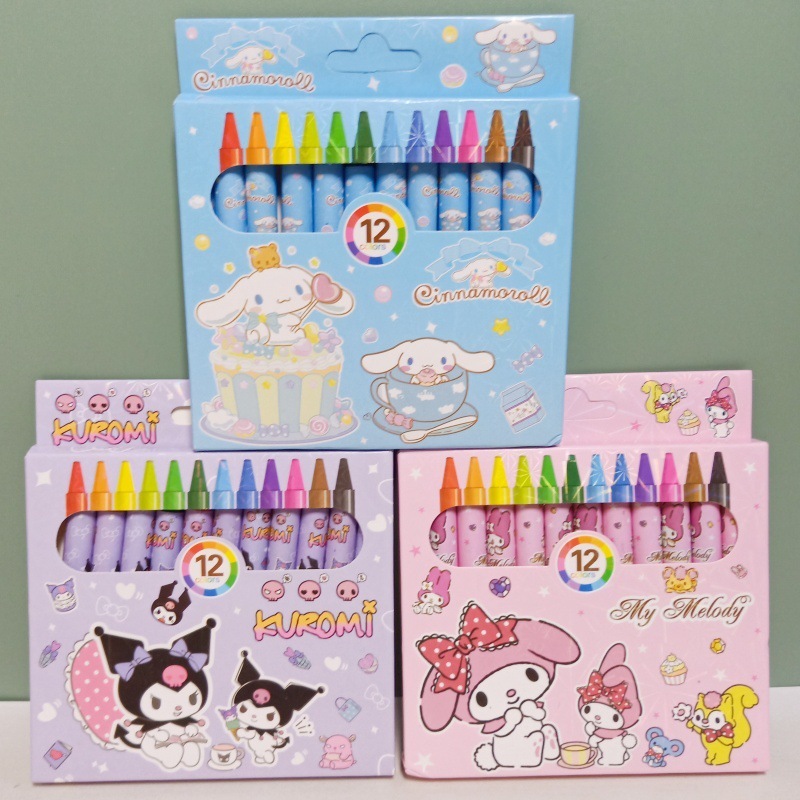 

TERFAVORIT! SET CRAYON ISI 12 WARNA MOTIF KARTUN CINNAMOROLL, SANRIO KAWAII FS