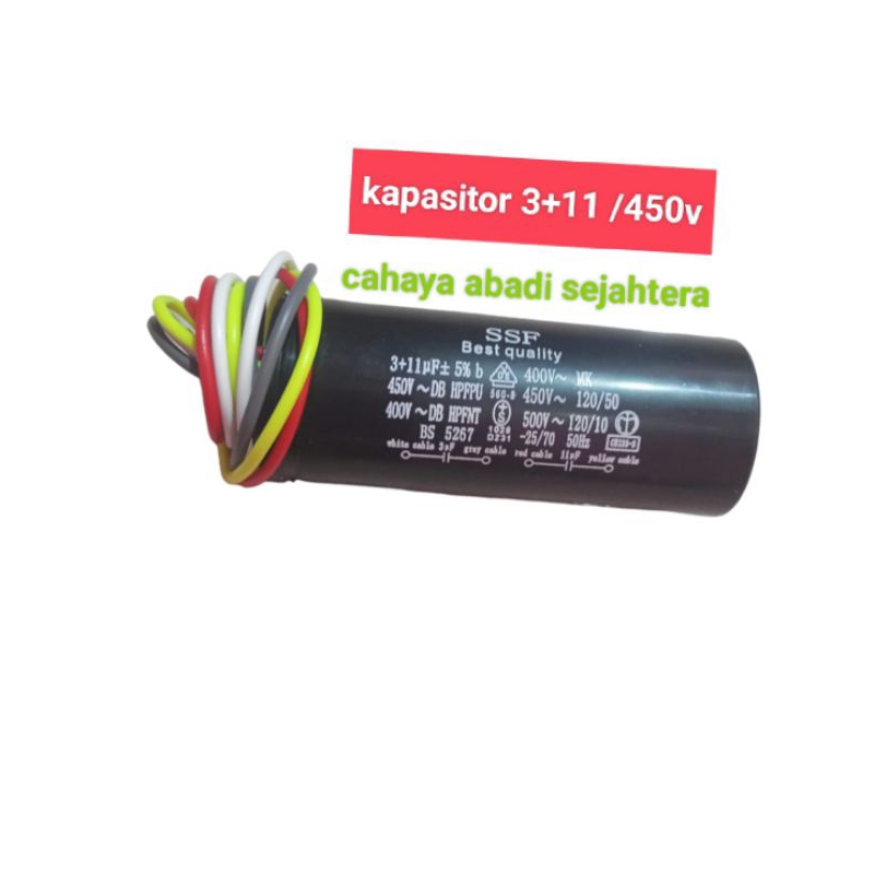 kapasitor capasitor 3+11 mesin cuci sharp kabel 4 gres baru