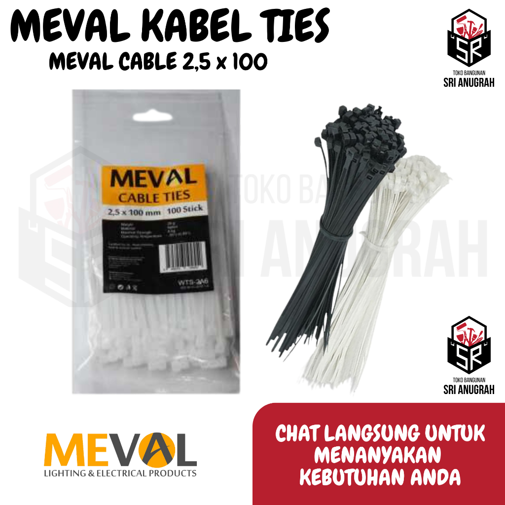 

Meval Kabel Ties 2,5x100MM Hitam Putih