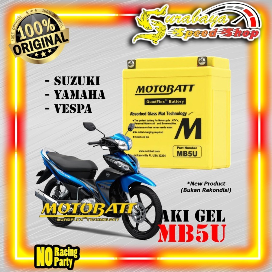 Aki Gel Tipe MB5U Jupiter Series Mio Sporty Vega Series Shogun Smash110 Supra X110 Original Motobatt