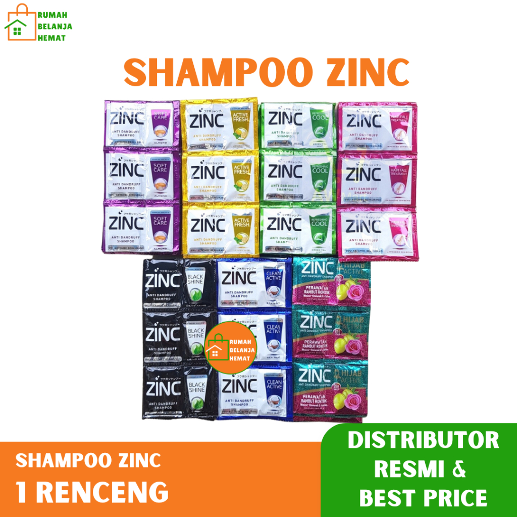 Zinc Shampoo All Variant Clean Active Refreshing Cool Soft Care Black Shine Hair Fall Treatment Kema