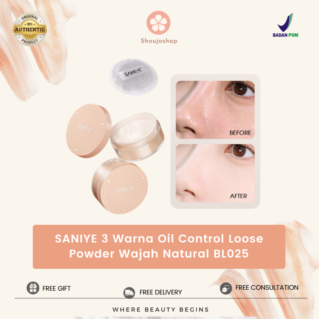 SANIYE 3 Warna Oil Control Loose Powder Wajah Natural Bedak Tabur BL025