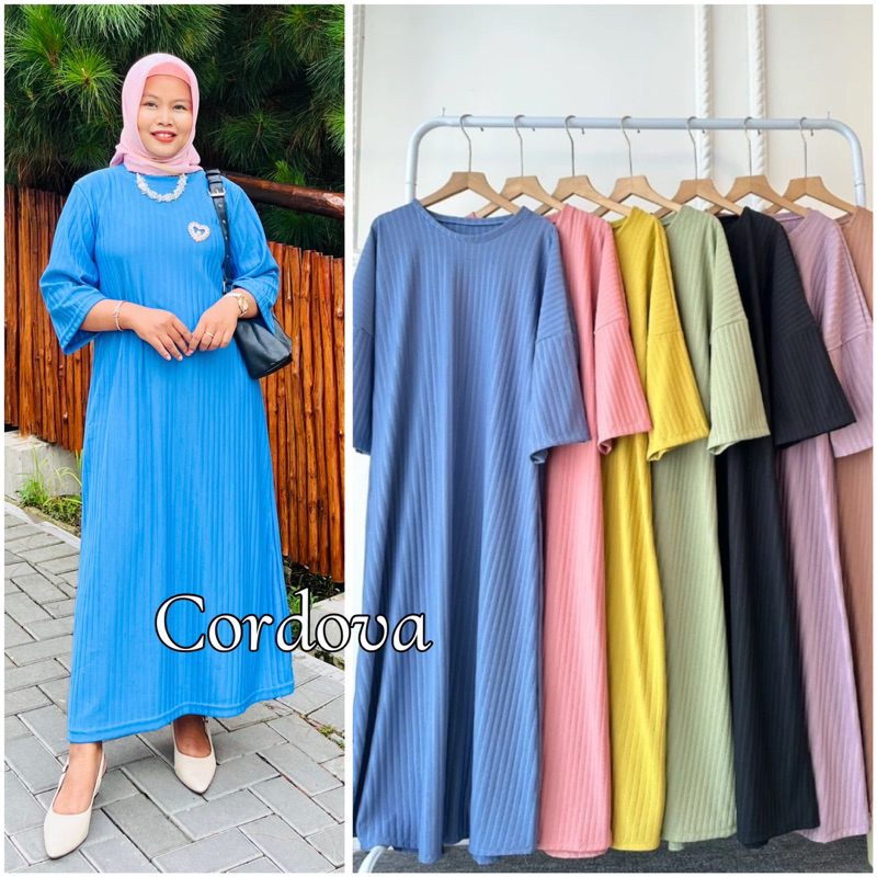 Midi Dress Knit Hornet Gamis Knit Hornet Lengan 7/8