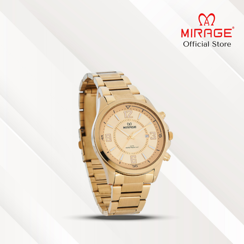Mirage Jam Tangan Pria Analog 8788 M Gold Original Stainless