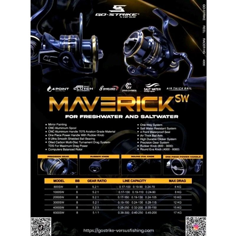 REEL SPINNING GO STRIKE BY VERSUS MAVERICK 4000SW