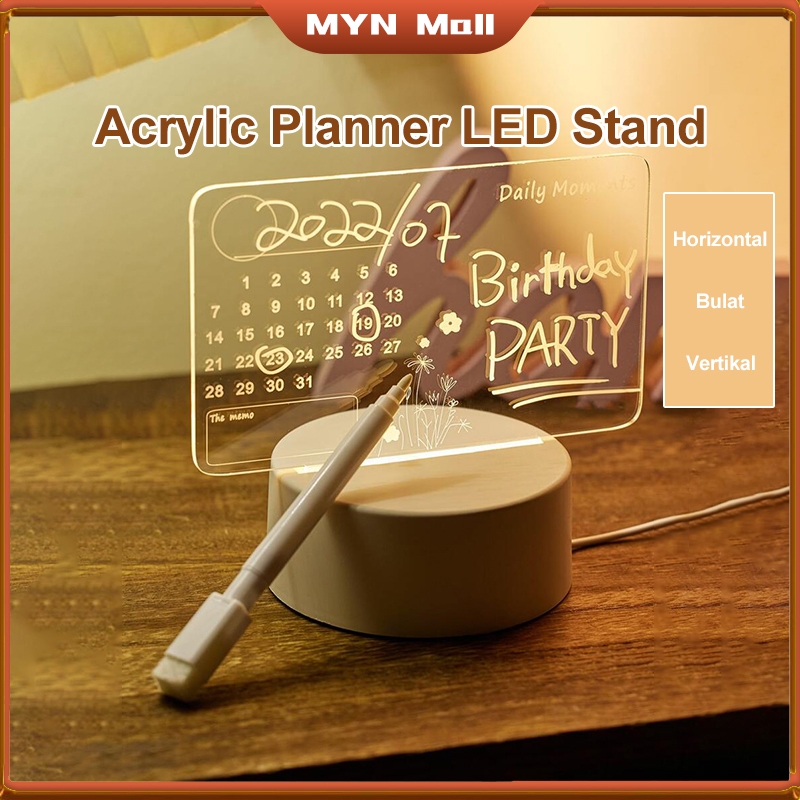 

MYN Mall Papan Tulis Akrilik Polos Acrylic Planner LED Stand Acrylic Note Board/ Lampu Tidur Akrilik / LED Sketsa Plakat